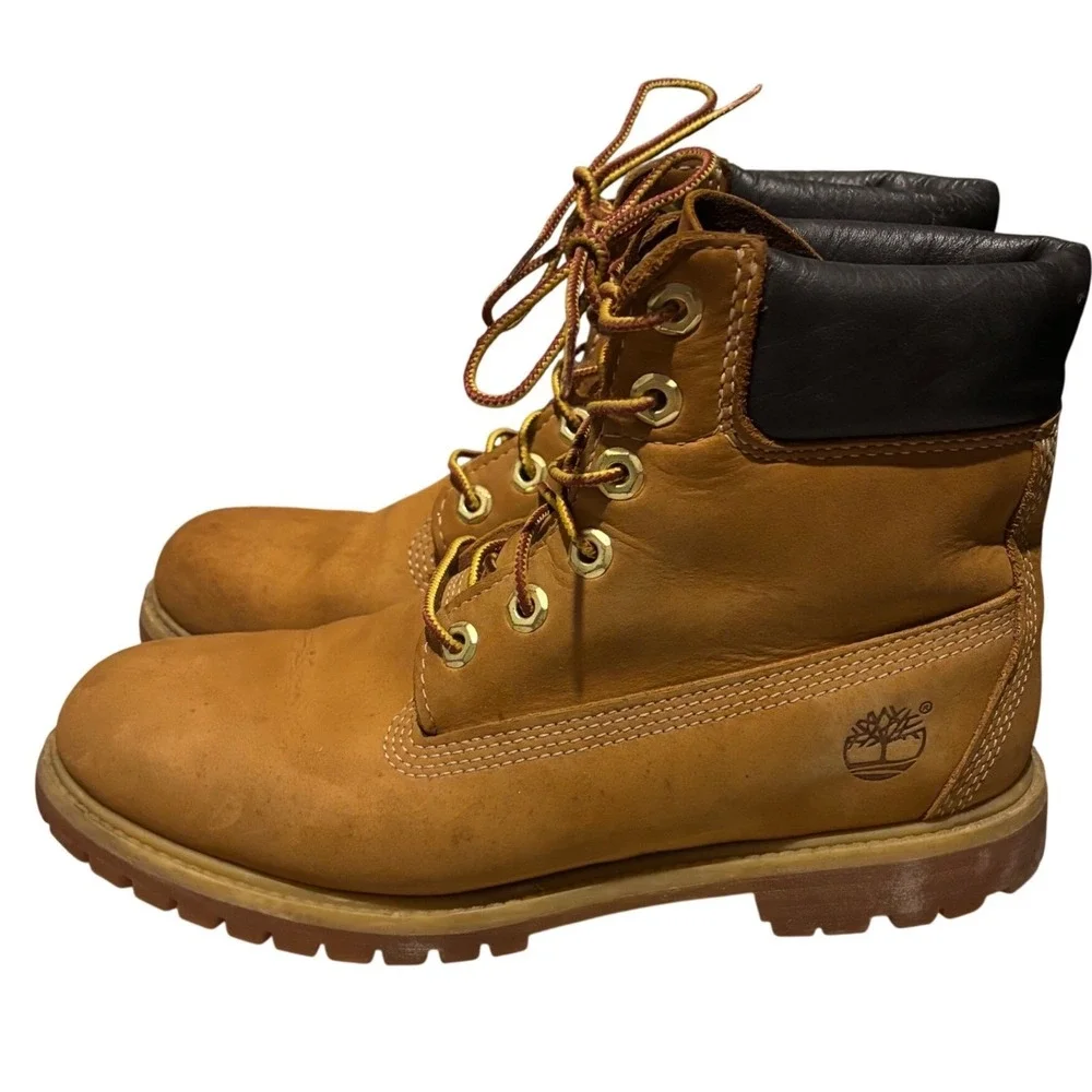 Timberland Mens Size 9 Premium Waterproof Boot Wheat Nubuck Leather 10061